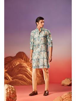 Eleven Brothers - House By The Sea Silk Blue Kurta