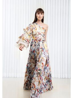 MANDIRA WIRK - Autumn Leaves Brasso Pleated Dress