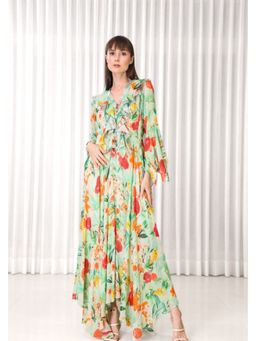 MANDIRA WIRK - Dahlia Bouquet Printed High Low Dress