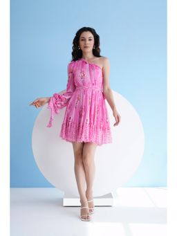 MANDIRA WIRK - Pink Pastoral Mist Mini Dress