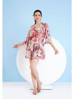 MANDIRA WIRK - Red Bright Tiered Mini Dress