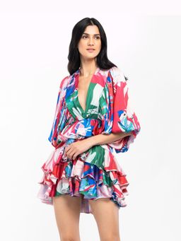 MANDIRA WIRK - Red Tiered Mini Dress