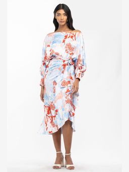 MANDIRA WIRK - Women Multi-Colour Satin Floral Top with Skirt