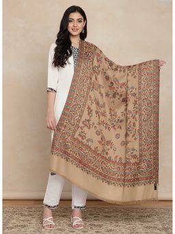 Zamour - Woollen Kani Woven Paisley Shawl For Women-Brown
