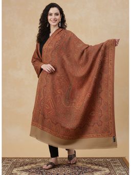 Zamour - Jamawar Jacquard Woven Soft Shawl For Women-Brown