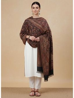 Zamour - Jamawar Jacquard Paisley Woven Soft Shawl For Women-Black