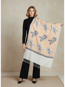 Zamour - Women White Fine Wool Embroidered Stole