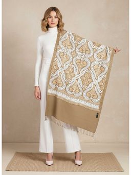 Zamour - Women Brown Fine Wool Embroidered Stole