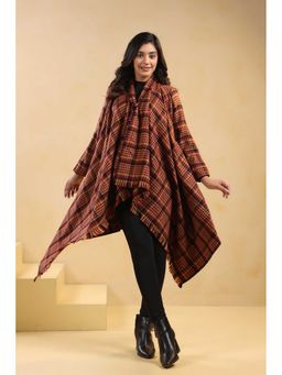 Zamour - Woven Checkered Woollen Shrug Cardigan