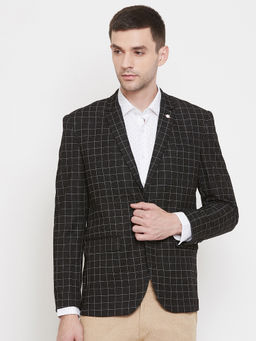 CRIMSOUNE CLUB - Men Black Checked Blazer