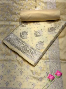 Chhabra 555 - Yellow Zari Woven Unstitched Kurta with Bottom and Dupatta