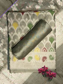 Chhabra 555 - Grey Woven Zari Weaving Unstitched Kurta with Bottom and Dupatta