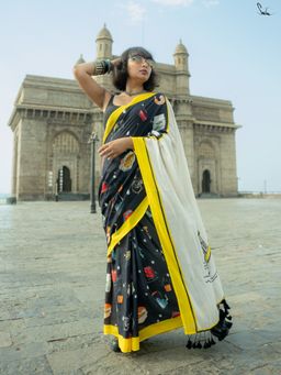Suta - Black Pure Cotton Printed Saree Without Blouse