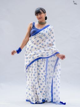 Suta - White Pure Cotton Printed Saree Without Blouse