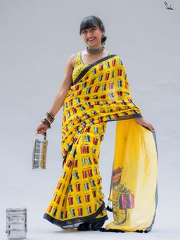 Suta - Yellow Pure Cotton Printed Saree Without Blouse