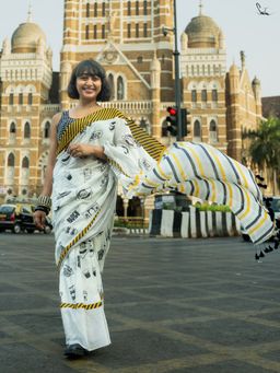 Suta - Off White Pure Cotton Printed Saree Without Blouse