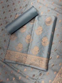Chhabra 555 - Blue Zari Woven Unstitched Kurta with Bottom and Dupatta