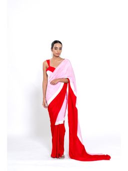 Ellemora - Berry Blush Pre Drape Saree with Stitched Blouse