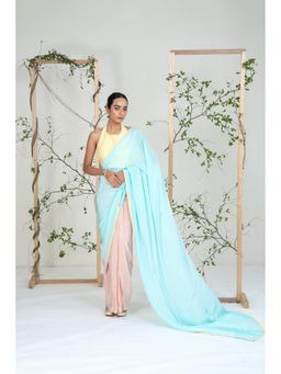 Ellemora - Aqua Buttercup Breeze Pre Drape Saree with Stitched Blouse