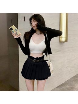 PARTIQ - Black Solid Mini Skirts