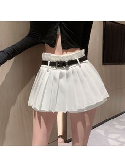 PARTIQ - White Solid Mini Skirts