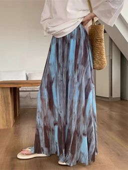 PARTIQ - Blue Solid Maxi Skirts