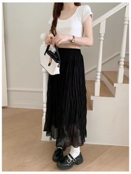 PARTIQ - Black Solid Maxi Skirts