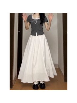 PARTIQ - White Solid Maxi Skirts