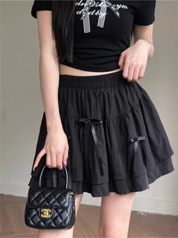 PARTIQ - Black Solid Mini Skirts