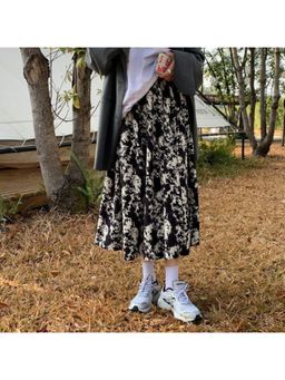 PARTIQ - Black Solid Midi Skirts