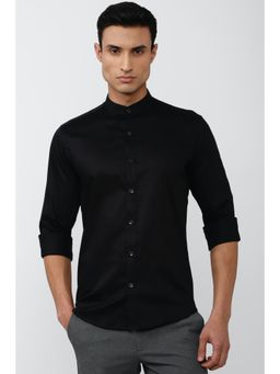 Van Heusen - Men Black Slim Fit Solid Full Sleeves Casual Shirt