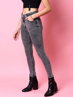 Freehand - Grey Solid Skinny Fit Jeans