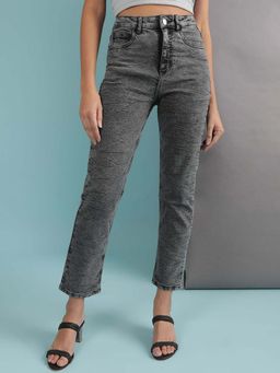 Freehand - Grey Solid Slim Fit Jeans