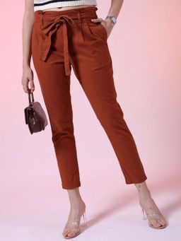 Freehand - Brown Solid Straight Fit Trouser