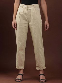 Freehand - Khaki Solid Regular Fit Trouser