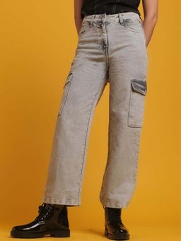 Freehand - Grey Solid Slim Fit Jeans
