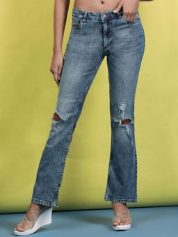 Freehand - Blue Solid Slim Fit Jeans