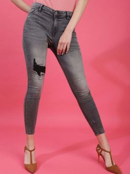 Freehand - Grey Solid Skinny Fit Jeans
