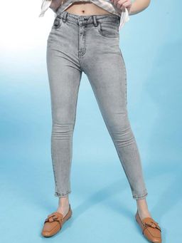 Freehand - Grey Solid Skinny Fit Jeans