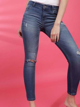 Freehand - Blue Solid Skinny Fit Jeans