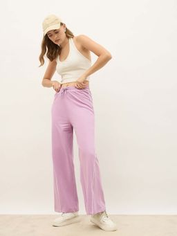 Styli - Purple Solid Straight Fit Trackpant
