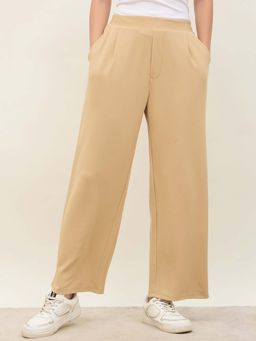 Styli - Beige Solid Regular Fit Trouser