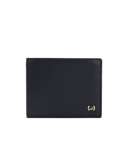 Da Milano - Plain Leather Black Two Fold Wallet with Coin Zip