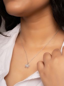 Silberry - 925 Sterling Silver White Floral Essence Necklace