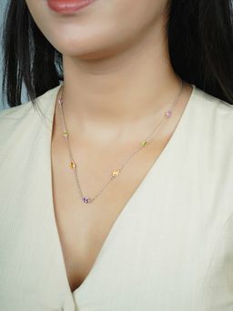 Silberry - 925 Sterling Silver Multi-Color Prismatic Shine Necklace