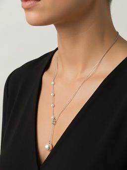 Silberry - 925 Sterling Silver White Pearl Drop Necklace