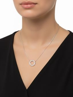 Silberry - 925 Sterling Silver White Shimmer Circle Necklace