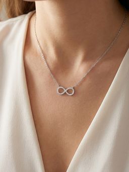 Silberry - 925 Sterling Silver White Endless Love Necklace