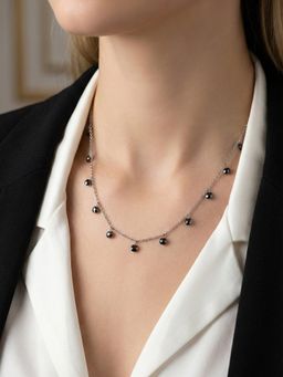 Silberry - 925 Sterling Silver Black Queens Necklace
