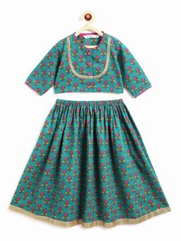 Campana - Green Floral Choli and Lehenga